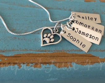 Personalized Sterling Silver Paw Print Necklace: Pet Memorial Jewelry