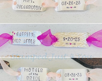 Personalized Bride Shoe Charms: Hand Stamped Bridal Party Shoe Tags
