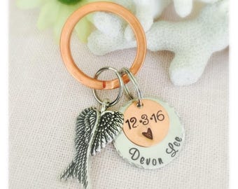 Loved One Loss Keychain, Husband Loss, Child Loss, Mom, Dad Loss Copper Key chain, Remembrance Jewelry, Remembrance Gift