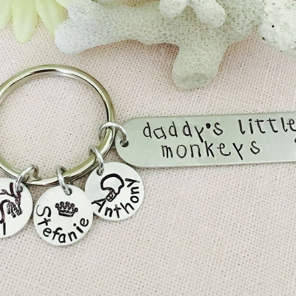 Personalized Handstamped Fathers Day Keychain, grandad gift, grandmom gift, Mom Keychain, Nana, MomMom, Nanni, PopPop keychain, Dad Keychain