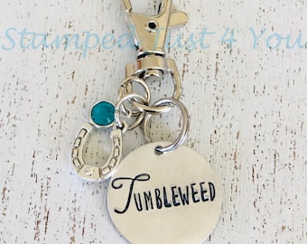 Personalized Hand Stamped Bridle Tag: Horse Charm Keychain