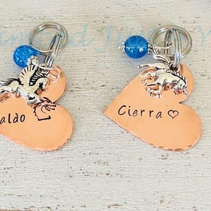 Personalized Copper Heart Bridle Tag: Hand Stamped Horse Charm image 7