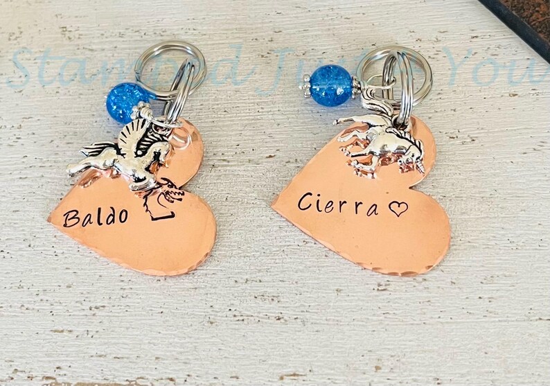 Personalized Copper Heart Bridle Tag: Hand Stamped Horse Charm image 7
