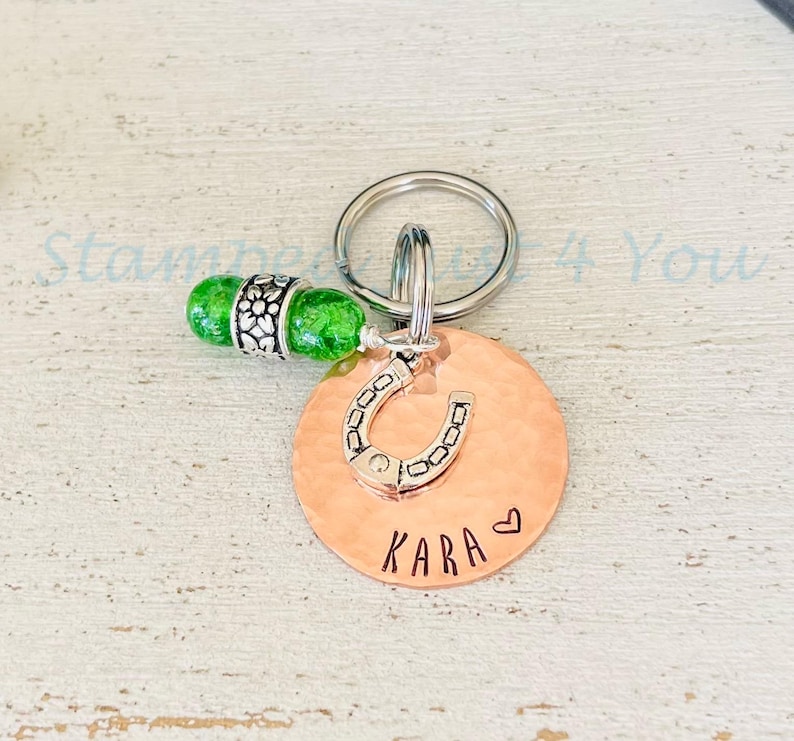 Personalized Horse Bridle Tag: Hand Stamped Copper Charm image 4