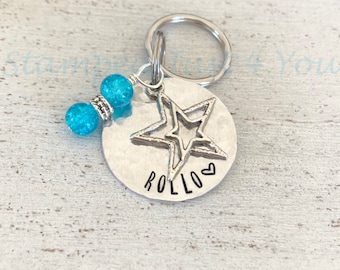 Personalized Aluminum Bridle Tag: Hand Stamped Pet Keychain