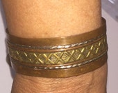 Copper Brass, Silver Layered Cuff Bangle Bracelet in Handmade Jewelry Creation for a Bold Beautiful Look Signed on the inside