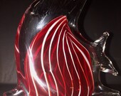 Blown Art Glass Fish marked with the Tiffany T Creamy Stripes Encircle the fish body with Clear Tail and Fins