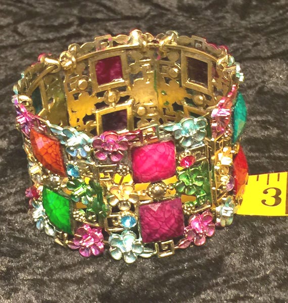 Statement Wrap Bangle Bracelet: Raised Multicolor… - image 4
