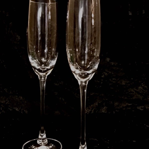 Lenox Champagne Flutes 10"Tall with a Clean Sleek Classic Design For Wedding Reception, Special Event / Polished Pontil Blown Glass