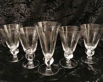 Seneca ingrid crystal goblets: four lobe stemware, set of 5