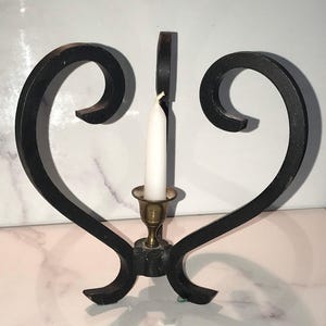 Wrought Iron Candle Holder Vintage Handmade with Primitive Rustic Design image 2