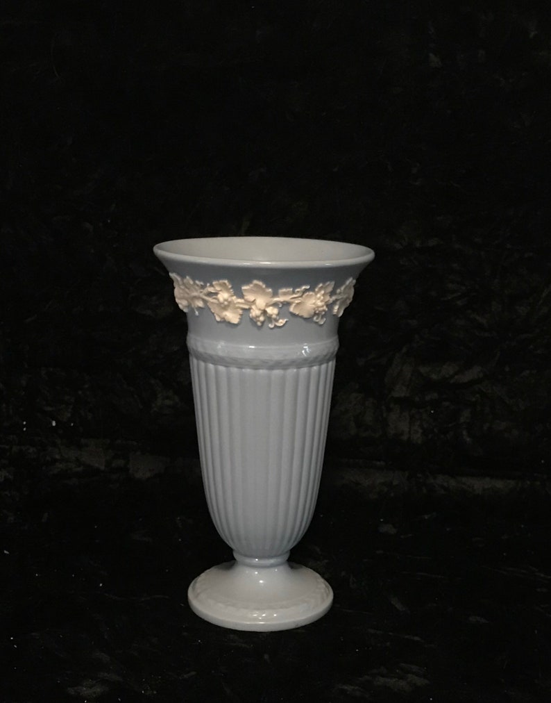 Victorian Wedgwood Embossed Queensware Vase Made In England Etsy