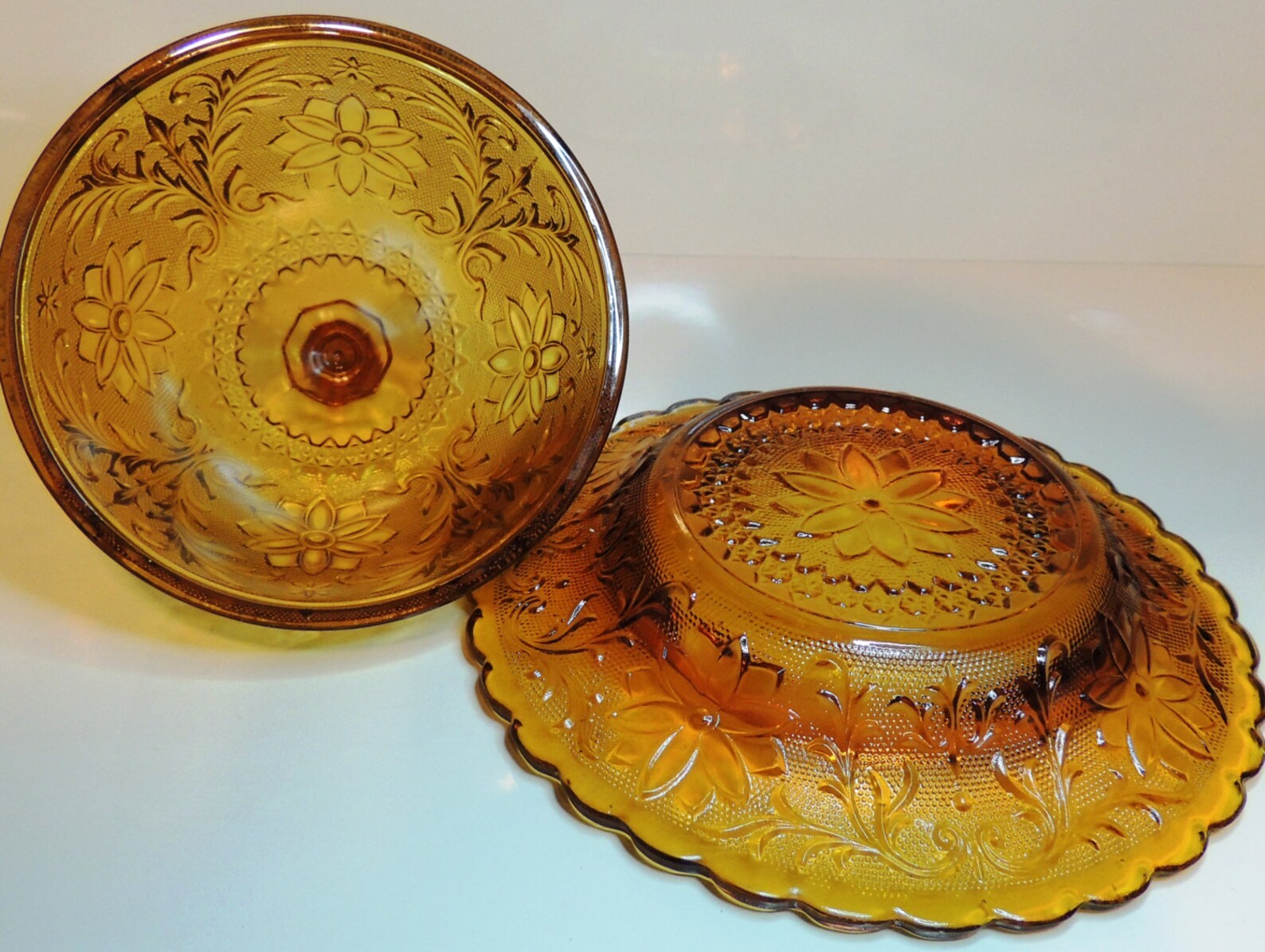 Vintage Tiara Amber sandwich glass butter dish with dome lid Etsy
