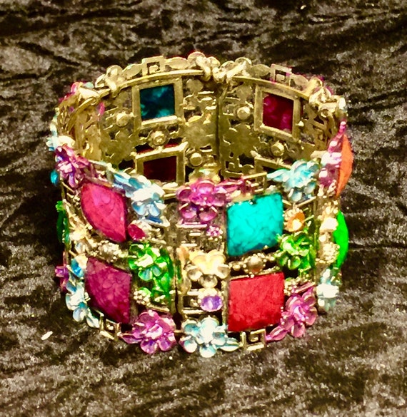 Statement Wrap Bangle Bracelet: Raised Multicolor… - image 3