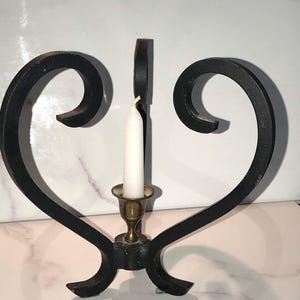 Wrought Iron Candle Holder Vintage Handmade with Primitive Rustic Design image 8