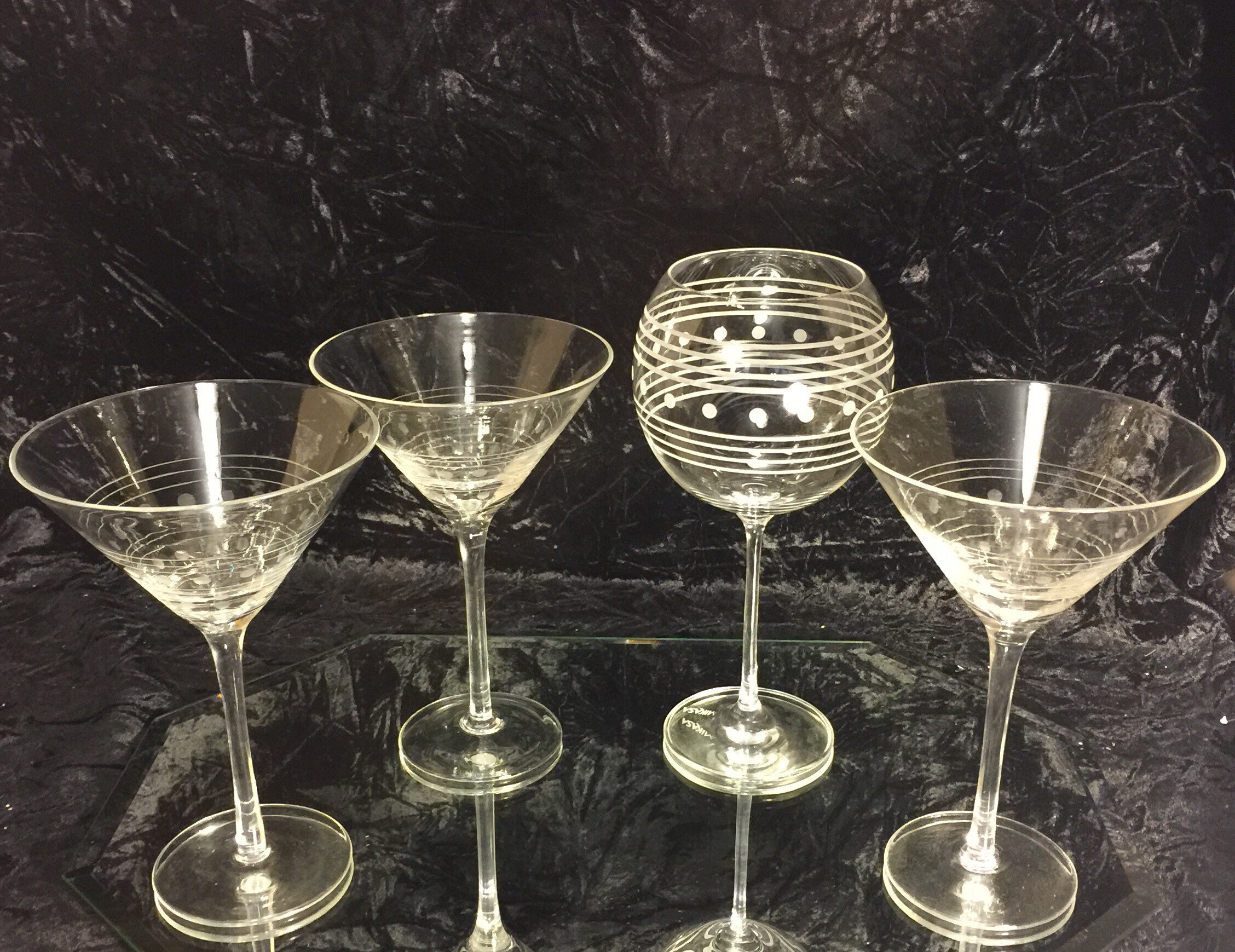 Mikasa Crystal Stemware Three Martini Glasses One Red Wine Etsy