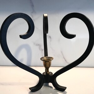 Wrought Iron Candle Holder Vintage Handmade with Primitive Rustic Design image 4