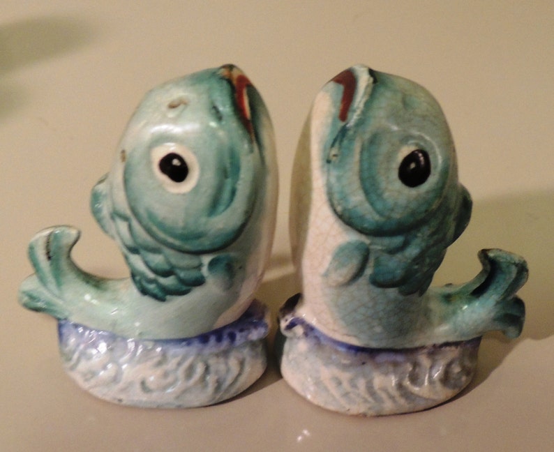 Vintage Koi Fish Salt and Pepper Shakers Collectible Set Made Etsy