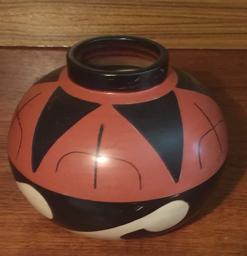 Native American Acoma Vase in Bold Bright Hand Painted Colors Acoma Pueblo