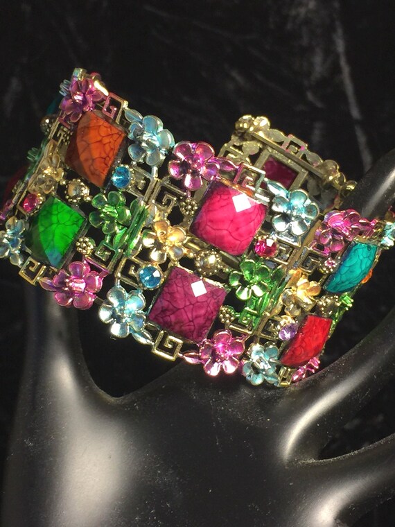 Statement Wrap Bangle Bracelet: Raised Multicolor… - image 6