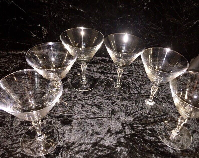 Fostoria Engagement Platinum Rim Crystal Stemware Set of Six Etsy