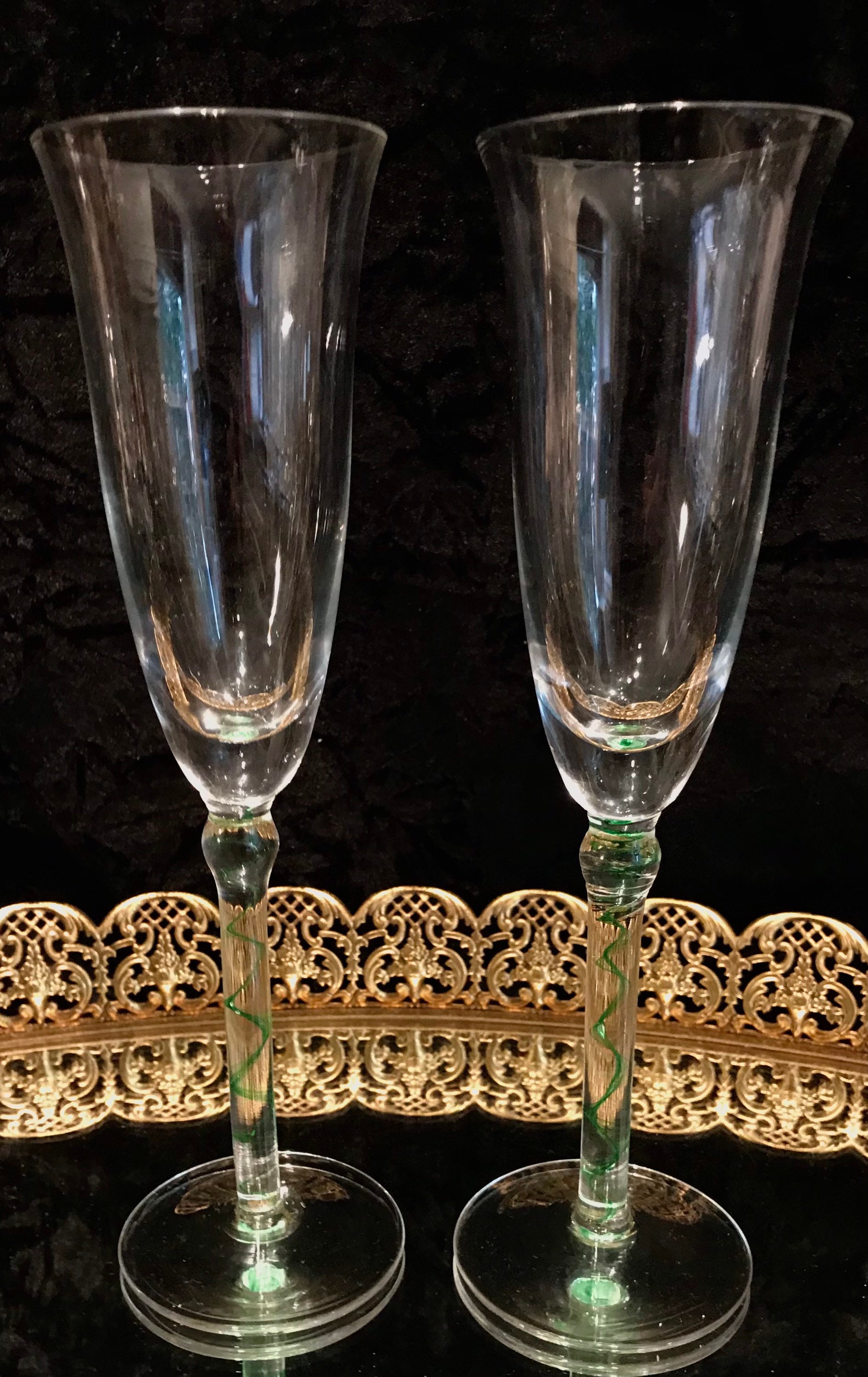 Glasses Crystal Bar Glasses Set of Ten and Green Tints Etsy