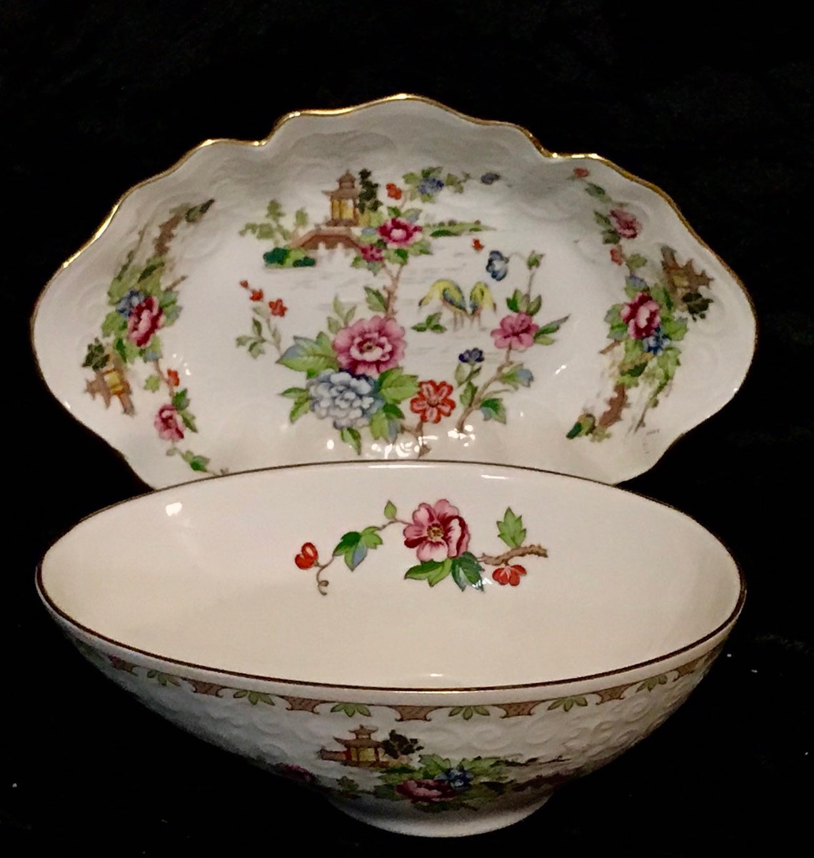 Crown Staffordshire Fine Bone China England Pagoda Avocado Etsy Denmark