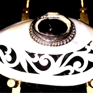 Victorian Silver and Motherof Pearl/Snuff/Trinket Box /Antique Shell/ Carved Shell/Silver Base and Rim with Hinge Attachment