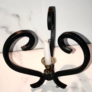Wrought Iron Candle Holder Vintage Handmade with Primitive Rustic Design image 3