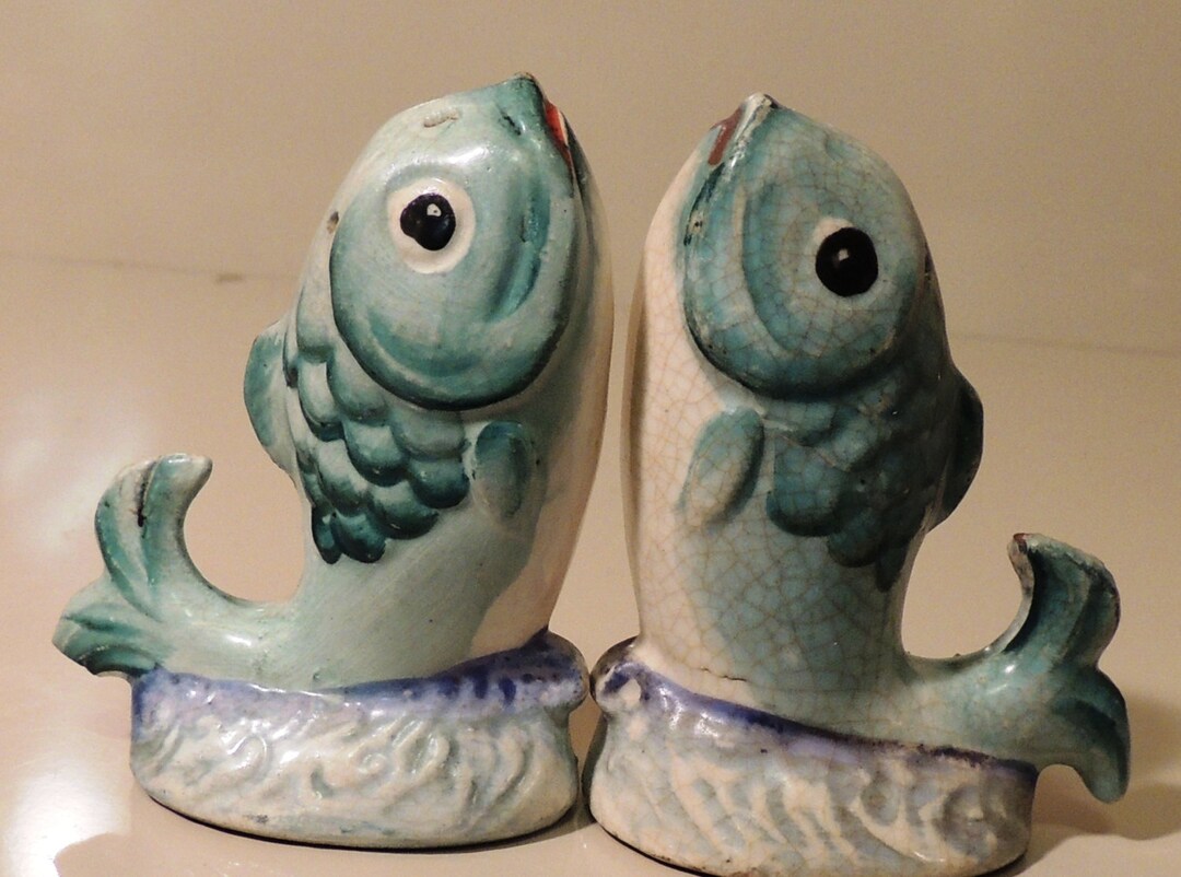 Vintage Koi Fish Salt and Pepper Shakers Collectible Set Made Etsy
