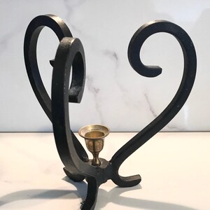 Wrought Iron Candle Holder Vintage Handmade with Primitive Rustic Design image 6