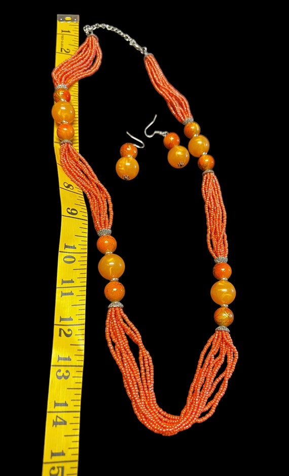 Vintage Necklace and Earring Set Multi 10 Strands 