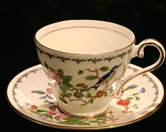 Aynsley Pembroke Fine English Bone China Cup and Saucer EST Crown marked 1775 Reproduction of an 18th Century Ansley Design