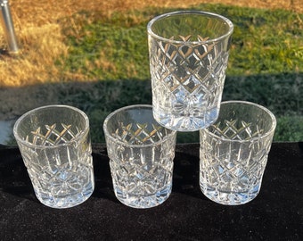 Vintage On The Rocks Set of 4 Lead Crystal Hand Cut Glasses Made in Germany