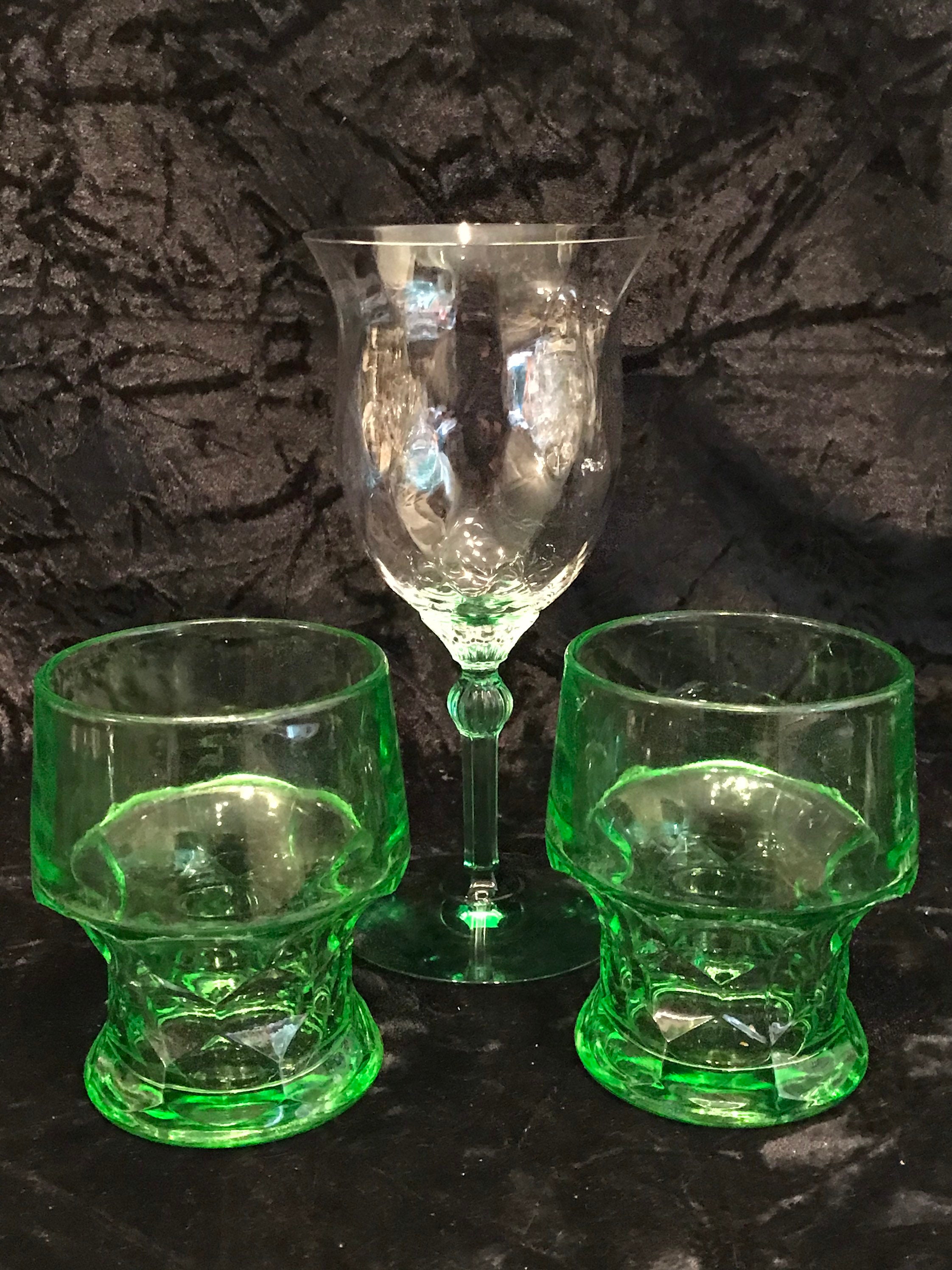 Glasses Crystal Bar Glasses Set of Ten and Green Tints Etsy