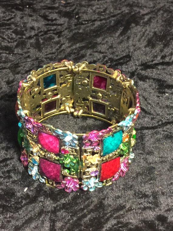 Statement Wrap Bangle Bracelet: Raised Multicolor… - image 5