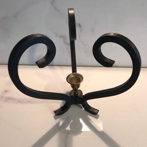 Wrought Iron Candle Holder Vintage Handmade with Primitive Rustic Design image 7