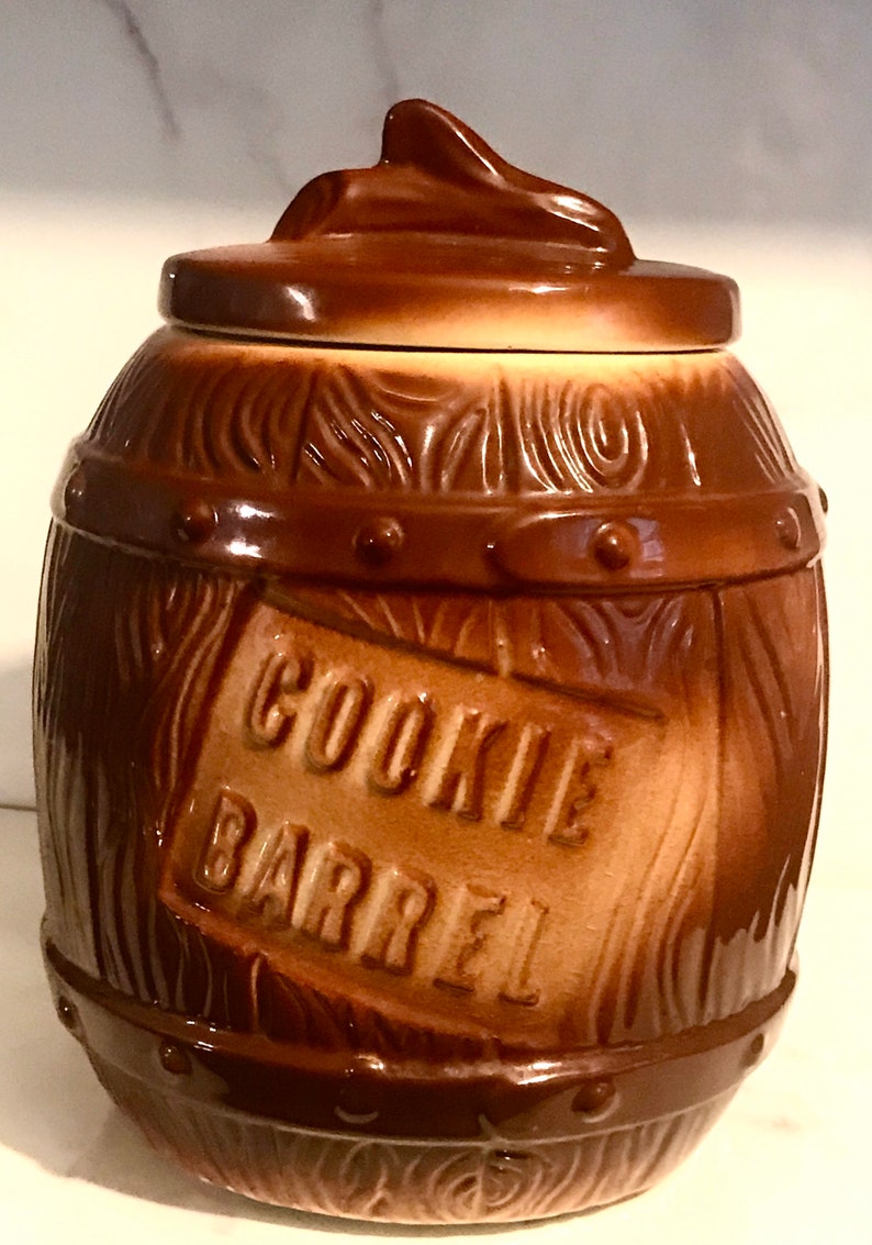 Vintage Cookie Barrel Jar From the 1950' Beautiful Patina Etsy
