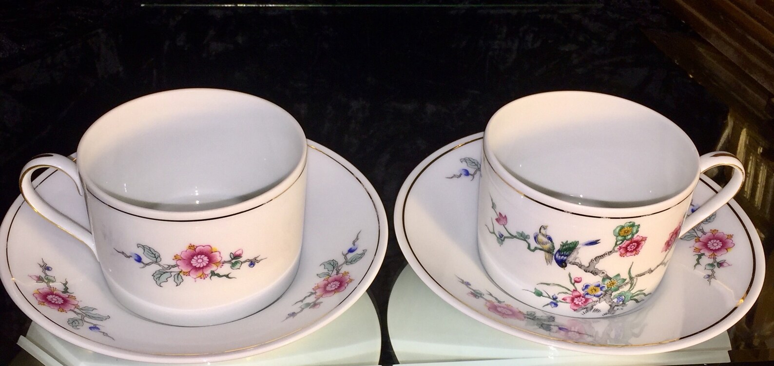 Limoges Bone China Pembroke Design Set Flat Cups and Saucers Etsy