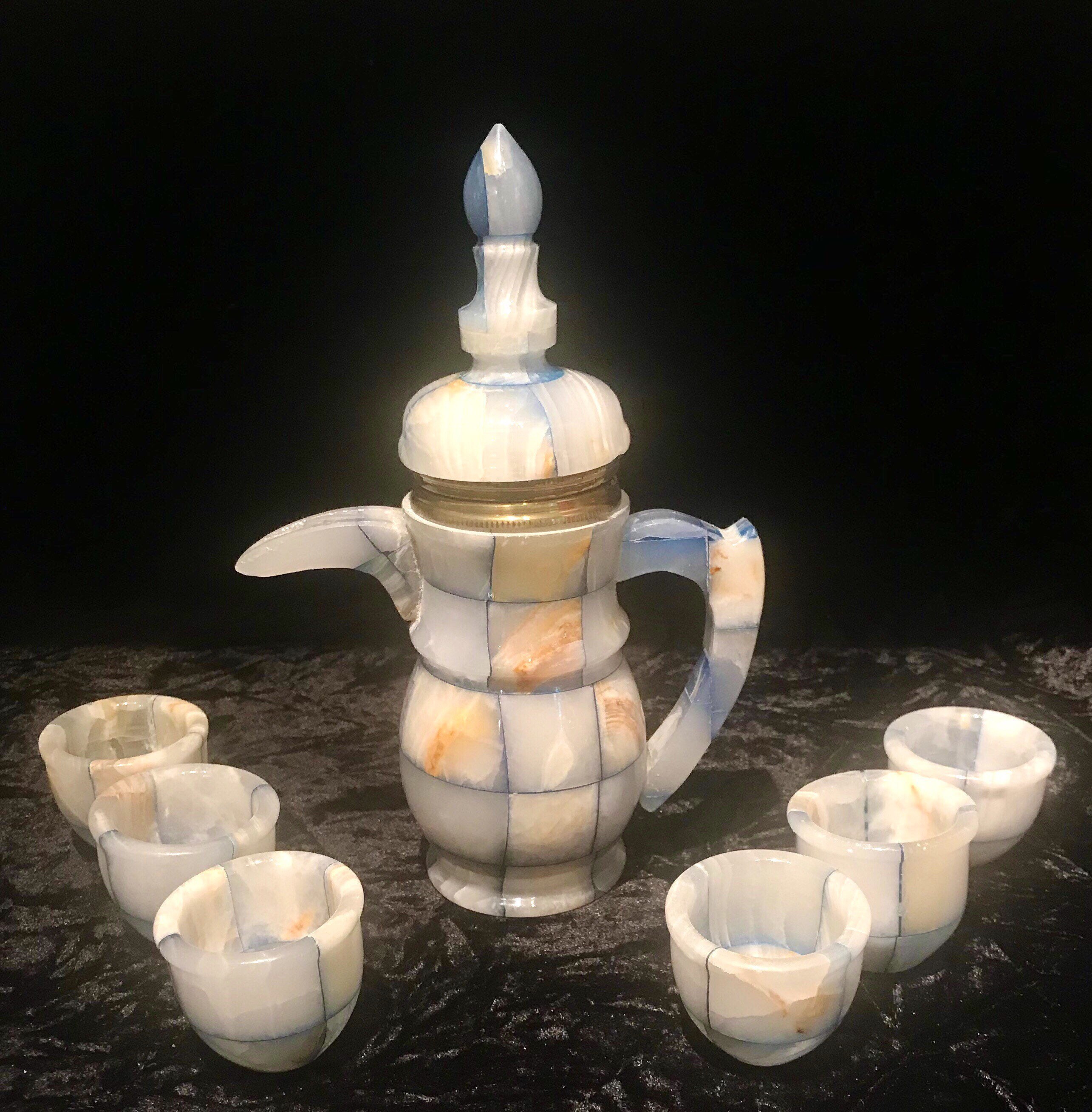 Vintage Afghan Marble Tea Set 7 Piece 9 Tall Incredible - Etsy