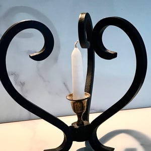 Wrought Iron Candle Holder Vintage Handmade with Primitive Rustic Design image 1