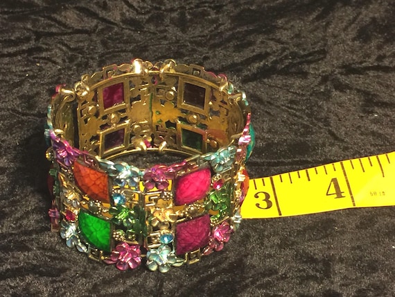 Statement Wrap Bangle Bracelet: Raised Multicolor… - image 1