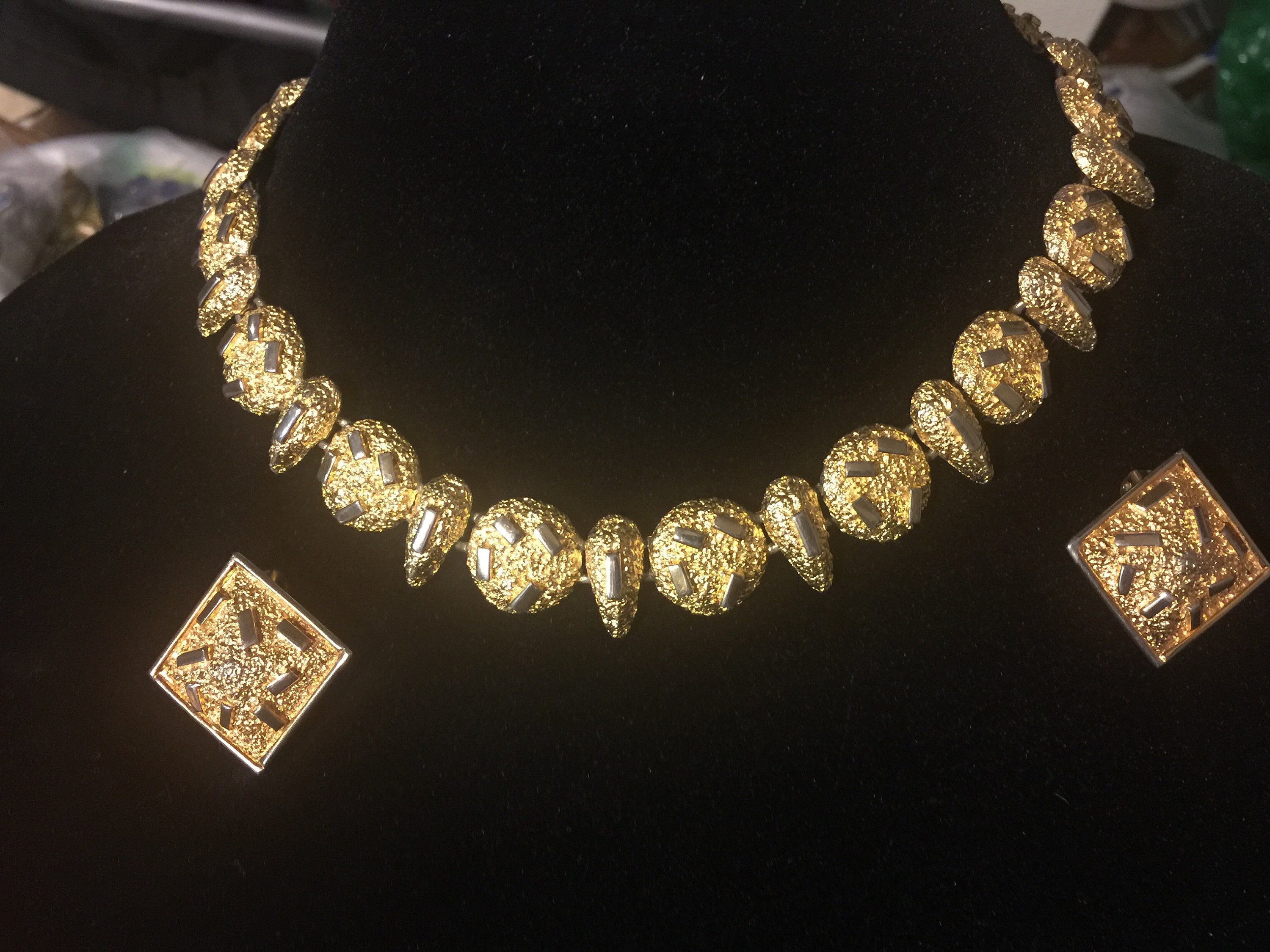 CC’ Luxury Necklace & Earrings Set SS 16” Gold tone