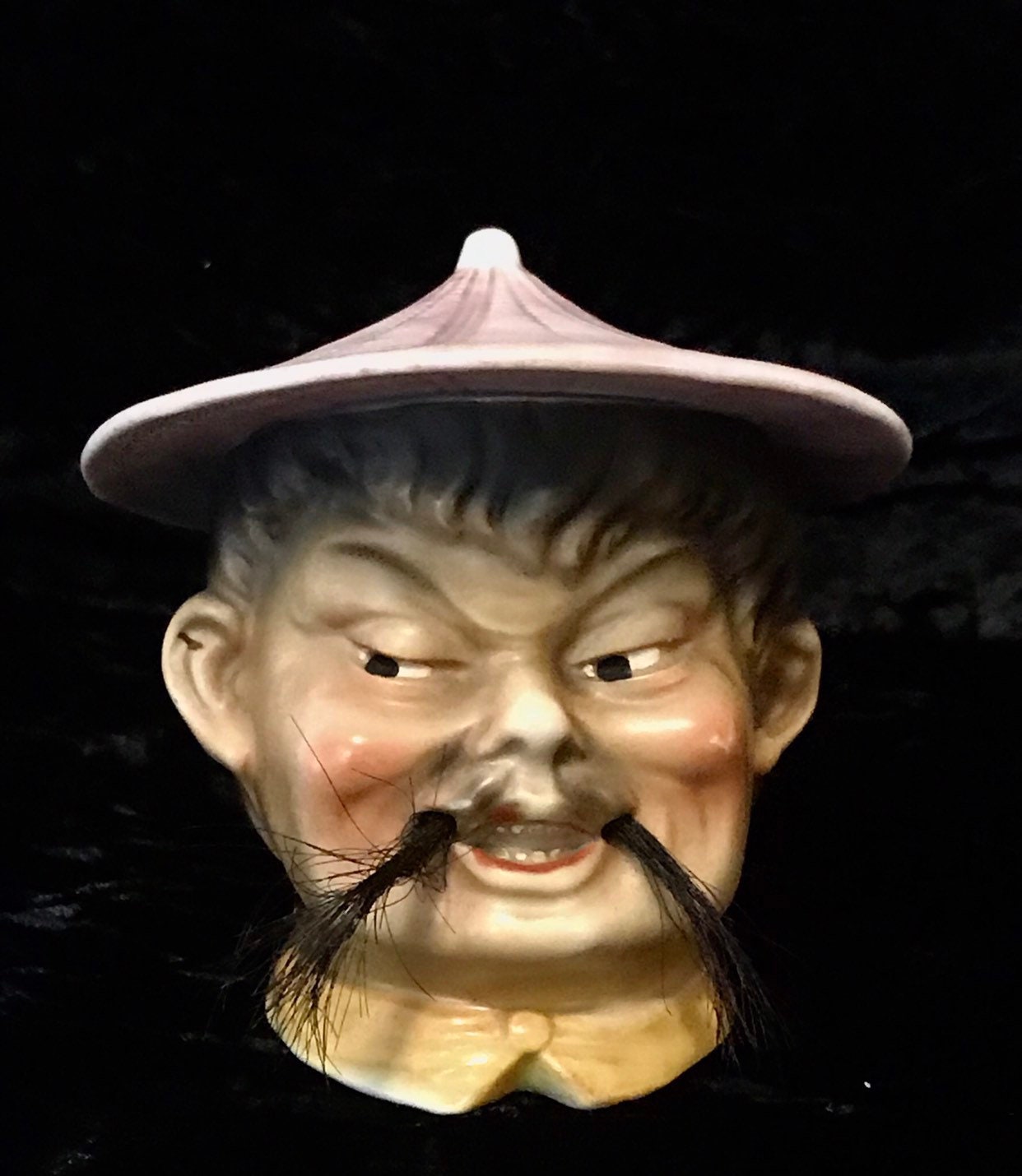 Vintage Chinese Man Head Vase Or Storage Container With Rice Etsy