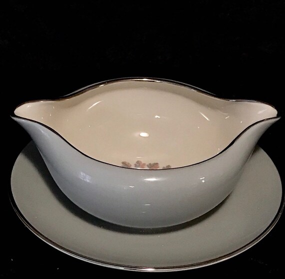 Twlight Platinum Gravy Boat and Under Tray made by Flintridge Etsy