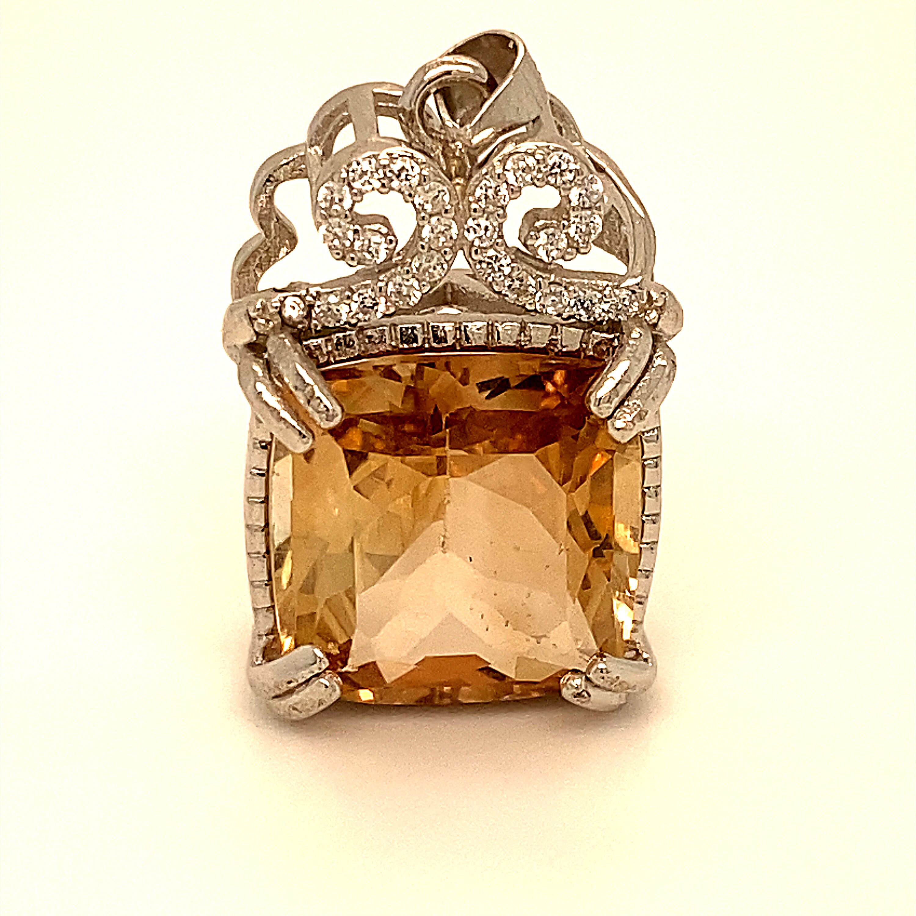 Precious Topaz Pendant Precious Topaz 12.60ct White Gold | Etsy