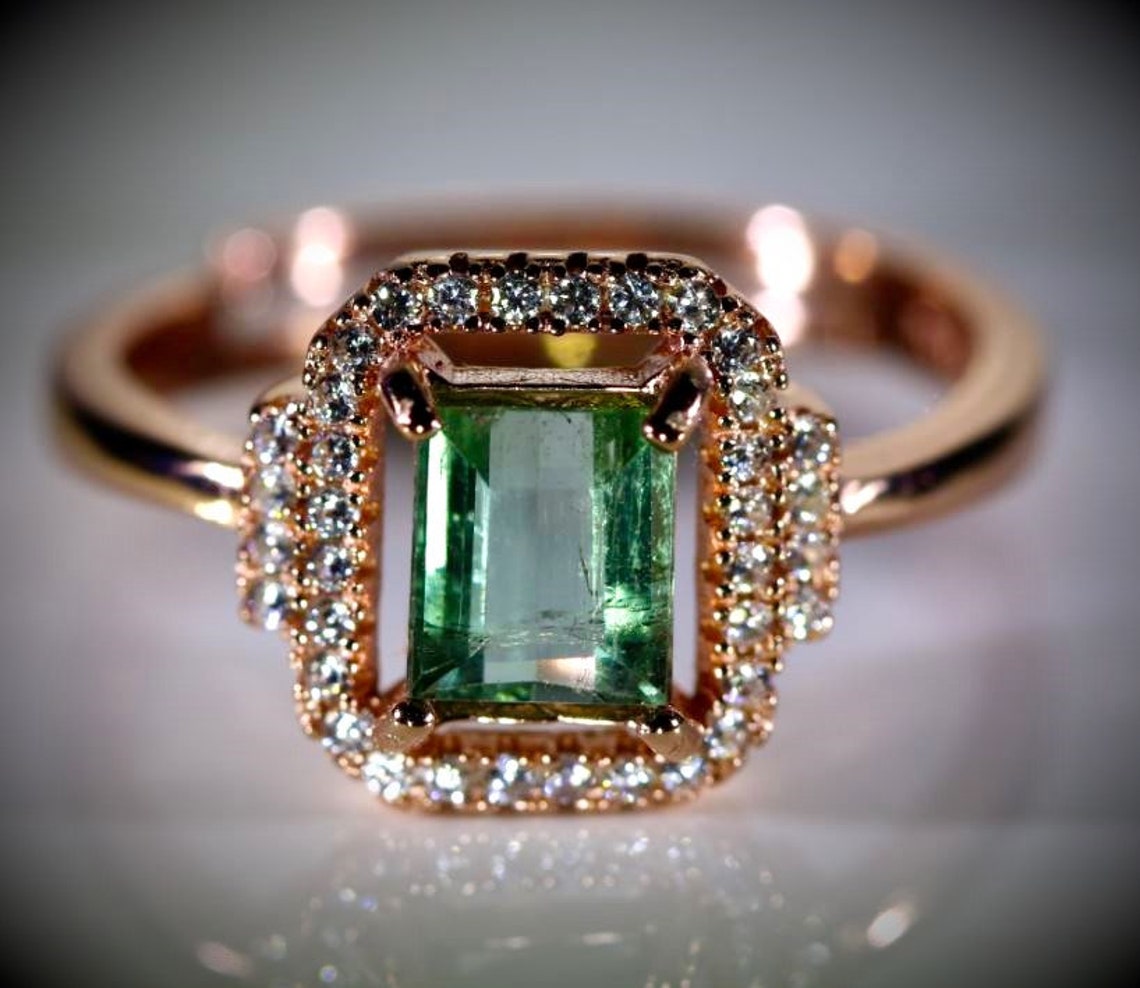 Mint Green Tourmaline Ring Mint Green Tourmaline 1.30ct Rose Etsy