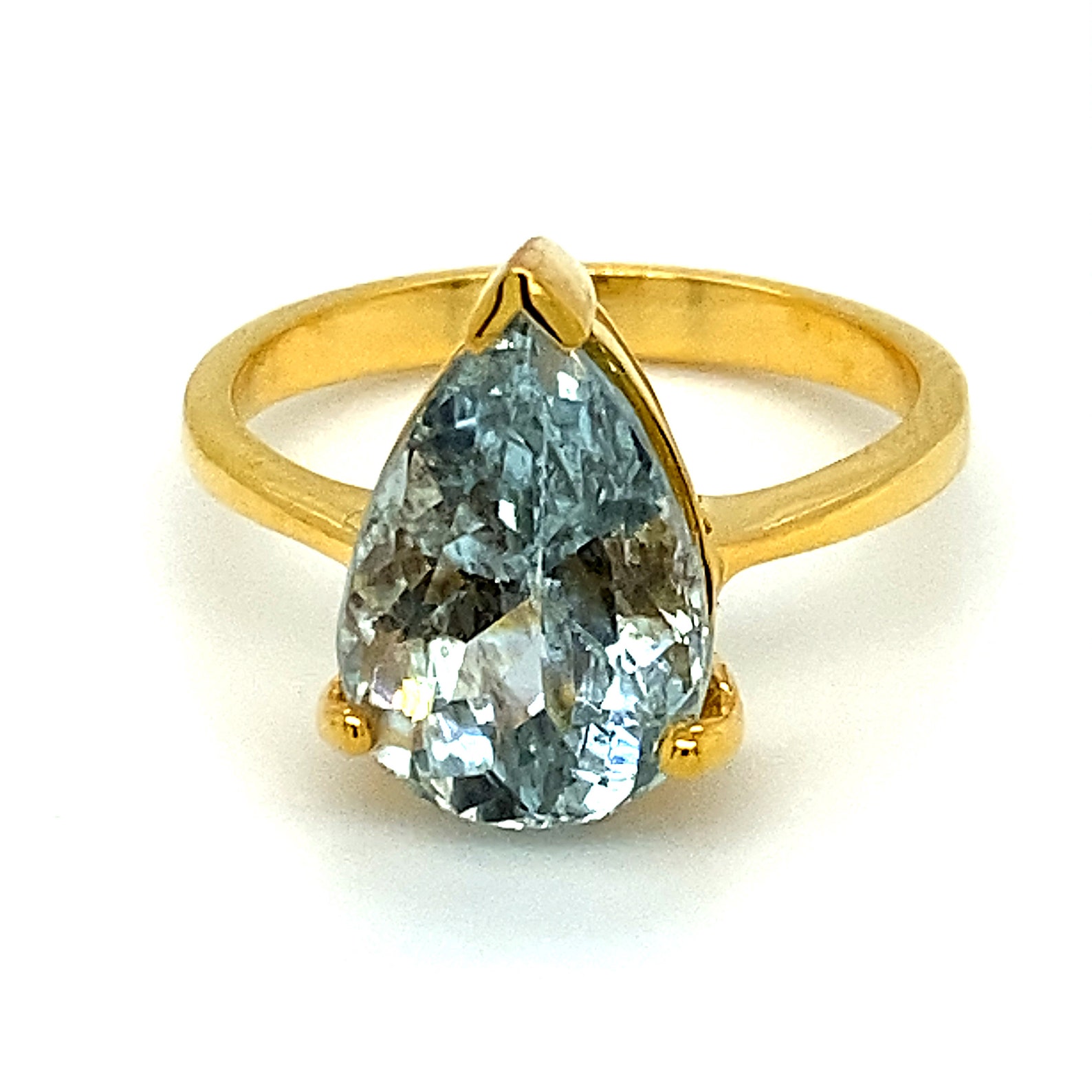 Aquamarine Gold Ring Aquamarine 4.90ct Solid 14K Yellow Gold Etsy