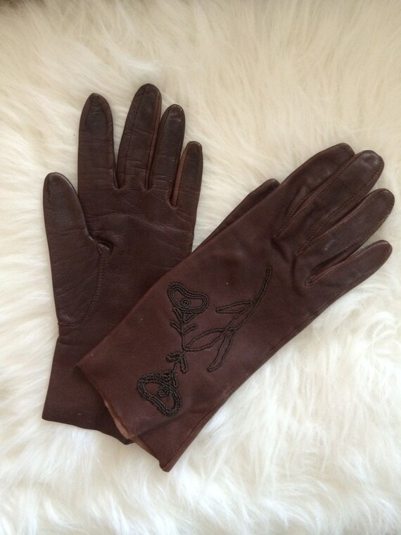 plum leather gloves