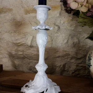 Light gray candle holder vintage rococo style interior decoration shabbic chic gift.